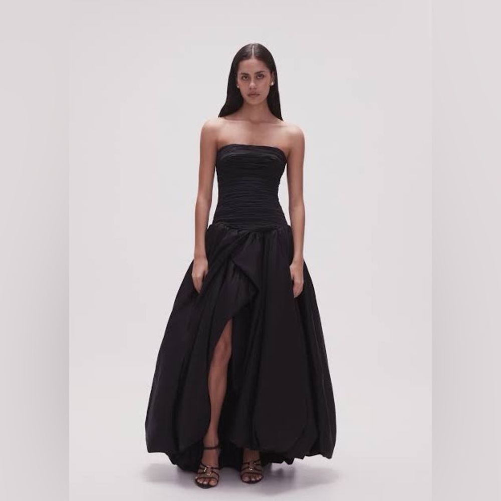 Aje Black Strapless Slit Gown